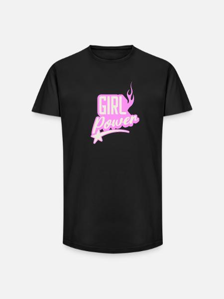 Girl Power suiker roze vlammend grafisch ontwerp - Heren T-shirt met lange pasvorm - zwart