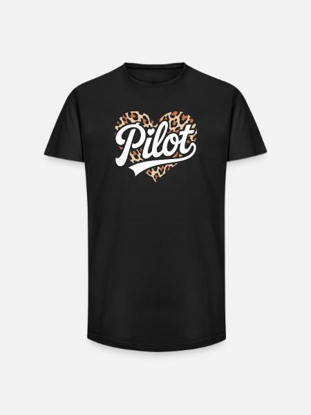 Leopardendesign mit Herz für Pilotinnen - Long Fit Männer T-Shirt - Schwarz