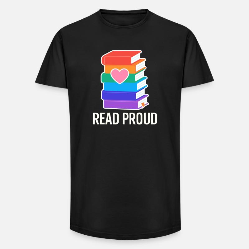 Lese Stolz Mit Regenbogen Herz - Long Fit Männer T-Shirt - Schwarz
