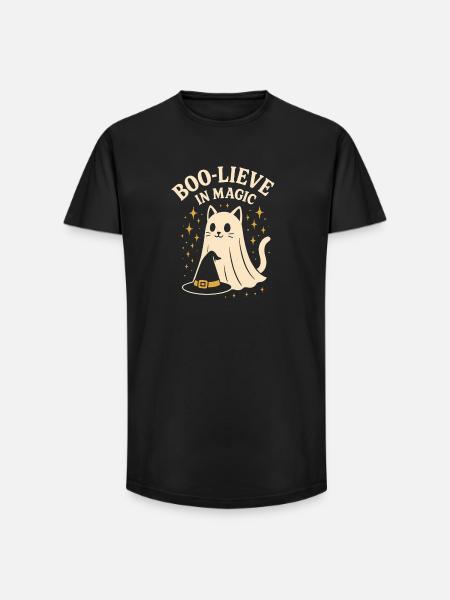 Katzengeist Zauberhaftes Halloween Design - Long Fit Männer T-Shirt - Schwarz