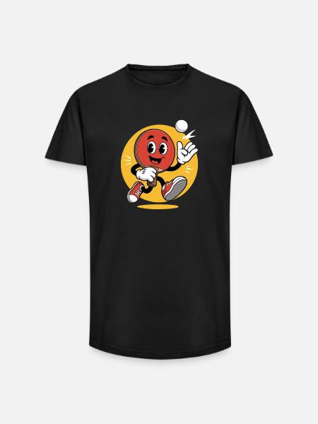 Table Tennis Cartoon Design - Long Fit Männer T-Shirt - Schwarz