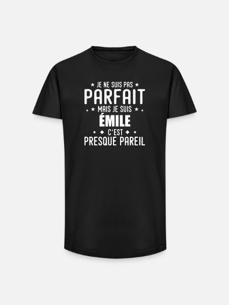 Emile: authentic, imperfect, top, perfection - Long Fit Men's T-Shirt - black
