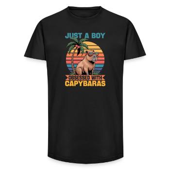 Drôle de Capybara - T-shirt coupe longue homme - noir - Devant - AI Model Male 185 light (185cm)