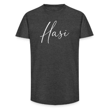 hasi / handschrift design - Long Fit Männer T-Shirt - Anthrazit - Vorne - AI Model Male 185 light (185cm)