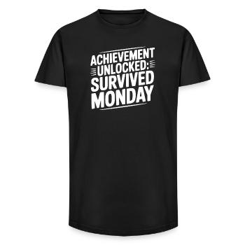 Achievement Unlocked Survived Monday - Long Fit Men's T-Shirt - black - Front - AI Model Male 185 light (185cm)
