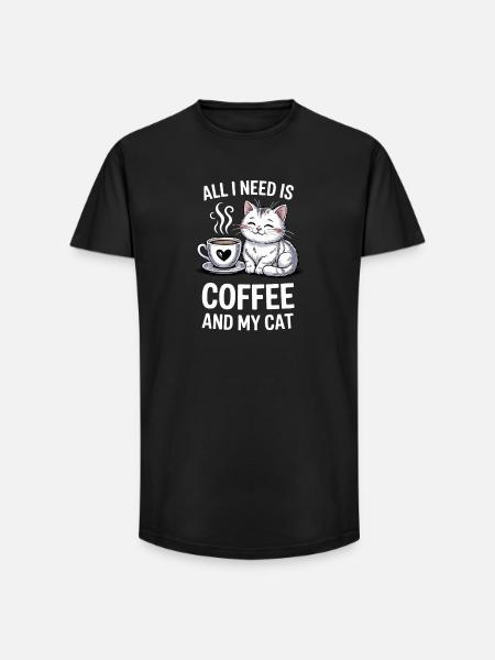 Coffee And Cat Quote Design - Long Fit Men's T-Shirt - black