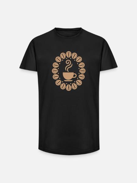 Coffee Cup with Coffee Beans Caffeine - Long Fit Men's T-Shirt - black