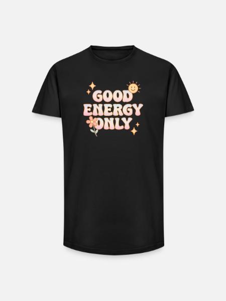 Good Energy Only – retro pastel vibes - Long Fit Men's T-Shirt - black