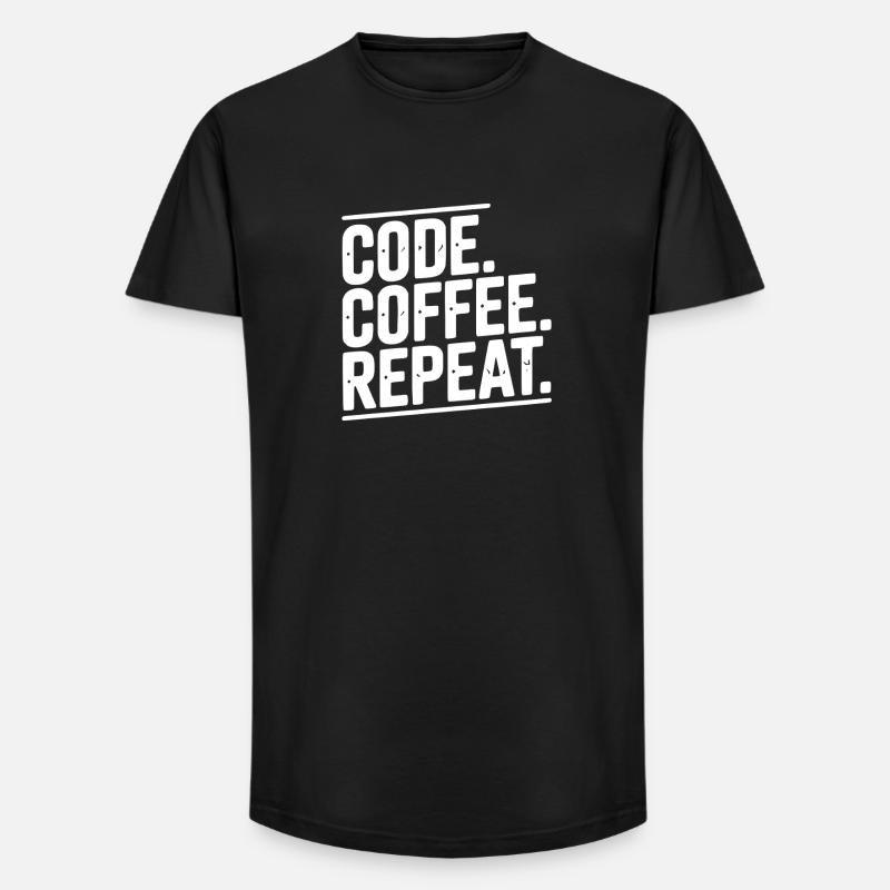 Code Kaffee-Wiederholung - Long Fit Männer T-Shirt - Schwarz