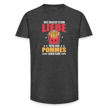 Les frites adorent les frites salées - T-shirt coupe longue homme - charbon - Devant - AI Model Male 185 light (185cm)