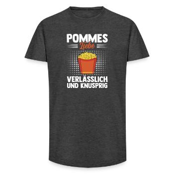 Les frites aiment être fiables et croustillantes - T-shirt coupe longue homme - charbon - Devant - AI Model Male 185 light (185cm)