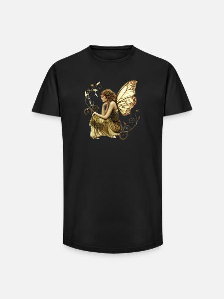 Noble fairy with butterfly wings - Long Fit Men's T-Shirt - black