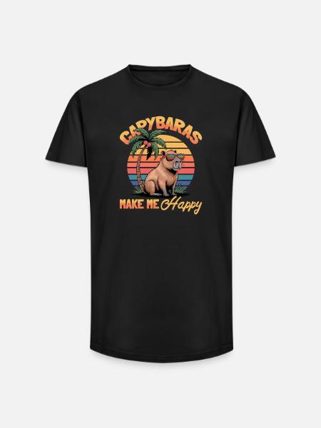 Funny aesthetic Kawaii Capybara - Long Fit Men's T-Shirt - black