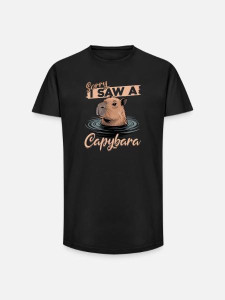 Funny aesthetic Kawaii Capybara - Long Fit Männer T-Shirt - Schwarz