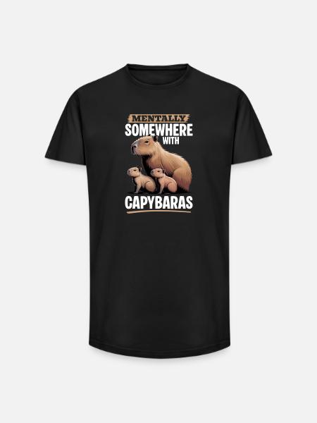 Funny aesthetic Kawaii Capybara - Long Fit Men's T-Shirt - black