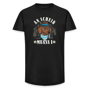 Lustiges Dackel An Scheiß Muass I Grantler - Long Fit Männer T-Shirt - Schwarz - Vorne - AI Model Male 185 light (185cm)