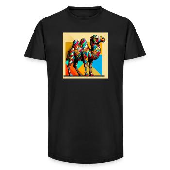 camel - Long Fit Men's T-Shirt - black - Front - AI Model Male 185 light (185cm)