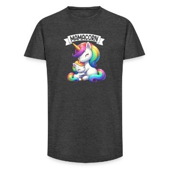 Maman Licorne Mamacorn Mère Fille Dadacorn - T-shirt coupe longue homme - charbon - Devant - AI Model Male 185 light (185cm)
