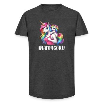 Mamacorn Mama Licorne Mère Dames Look assorti - T-shirt coupe longue homme - charbon - Devant - AI Model Male 185 light (185cm)