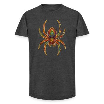 Ornement d’araignée arc-en-ciel - T-shirt coupe longue homme - charbon - Devant - AI Model Male 185 light (185cm)