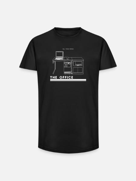 Silhouette de bureau rétro - T-shirt coupe longue homme - noir
