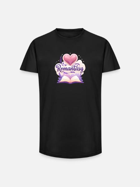 Romantasy Book with Lavender & Flowers Design - Long Fit Men's T-Shirt - black