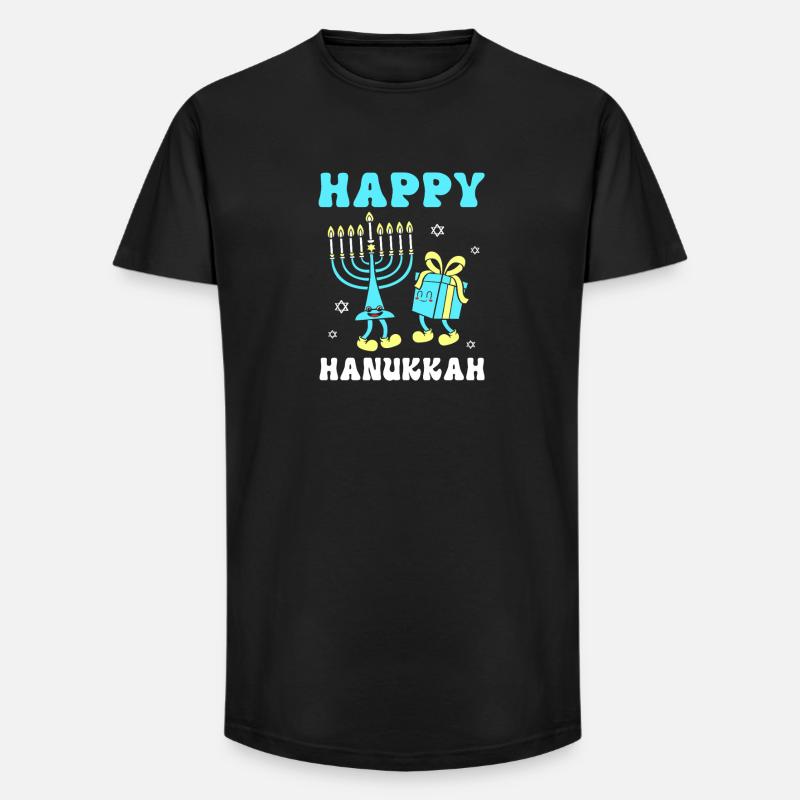 Hanoukka Hanoukka Hanoukka - T-shirt coupe longue homme - noir