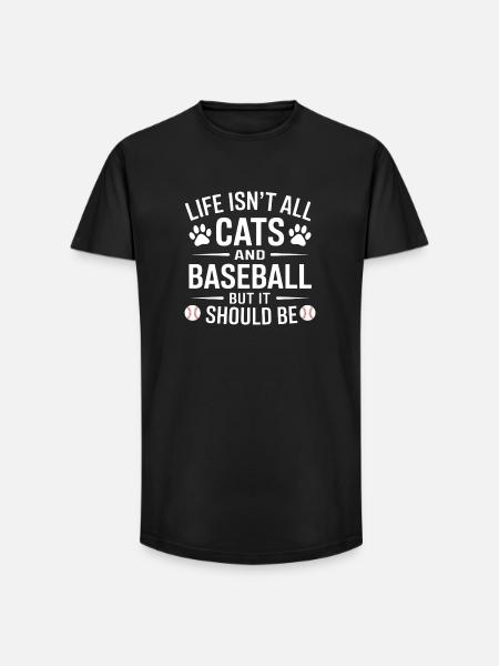 Baseball Saying Cats Funny Baseball Gift - Long Fit Men's T-Shirt - black