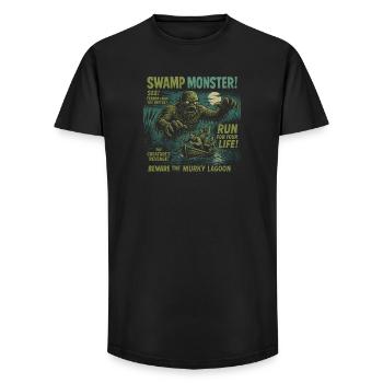 Swamp Monster Movie Poster Vintage Halloween - Long Fit Men's T-Shirt - black - Front - AI Model Male 185 light (185cm)