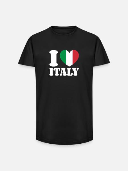 I Love Italy Italy Italian Flag Heart - Long Fit Men's T-Shirt - black