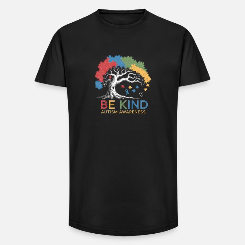 Be Kind Autism Bewusstsein Baum Puzzle - Long Fit Männer T-Shirt - Schwarz