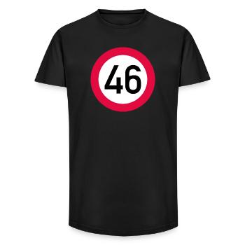 46e anniversaire Attention ! Panneau de signalisation 46 Km/h - T-shirt coupe longue homme - noir - Devant - AI Model Male 185 light (185cm)