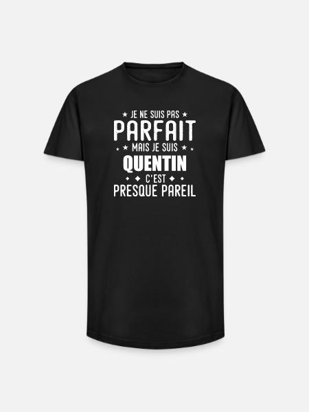 Quentin: authentic, imperfect, top, perfection - Long Fit Men's T-Shirt - black