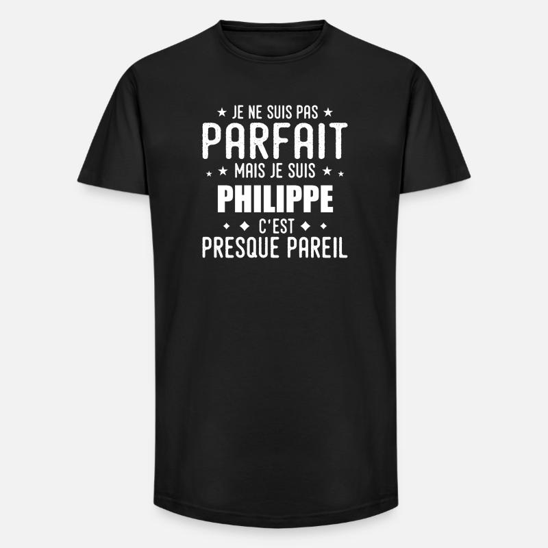 Philippe: authentisch, unvollkommen, Top, Perfektion - Long Fit Männer T-Shirt - Schwarz