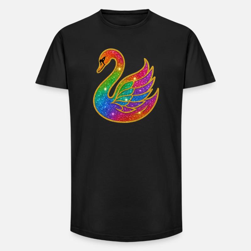 Regenbogen Glitzer Schwan Mutter - Long Fit Männer T-Shirt - Schwarz