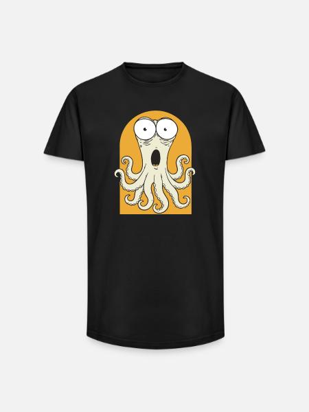 Surprised octopus on orange - Long Fit Men's T-Shirt - black