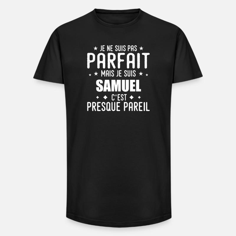 Samuel: authentisch, unvollkommen, oben, Perfektion - Long Fit Männer T-Shirt - Schwarz
