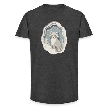 Winterlicher Waschbär im Schnee - Long Fit Männer T-Shirt - Anthrazit - Vorne - AI Model Male 185 light (185cm)