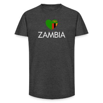 Heart with Zambian flag, I love Zambia - Long Fit Men's T-Shirt - charcoal grey - Front - AI Model Male 185 light (185cm)