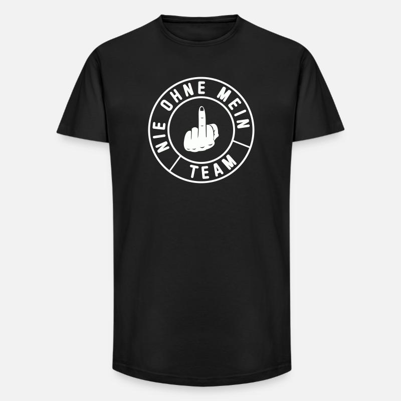Mein Team Mittelfinger Emblem - Long Fit Männer T-Shirt - Schwarz