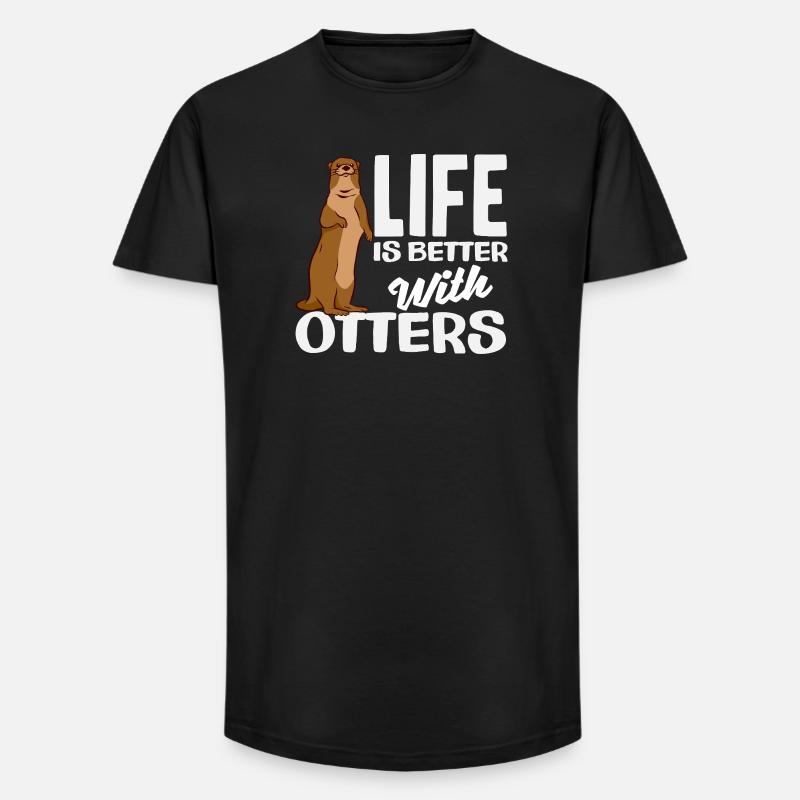 Seeotter Leben Besser - Long Fit Männer T-Shirt - Schwarz