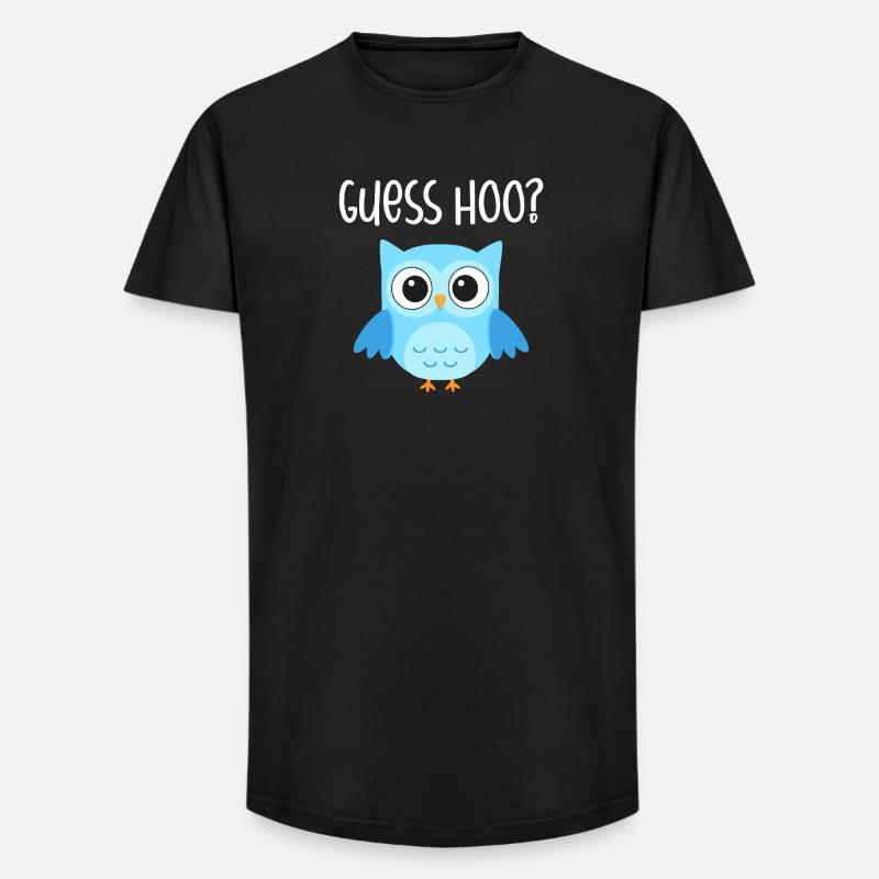 Eule Guess Hoo - Long Fit Männer T-Shirt - Schwarz