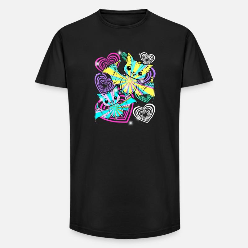 Retro Fledermäuse Halloween Kinder - Long Fit Männer T-Shirt - Schwarz