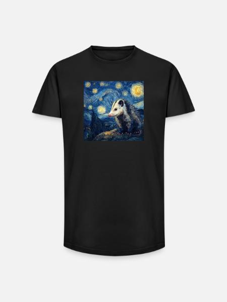 Opossum Van Gogh Starry Night - Long Fit Men's T-Shirt - black