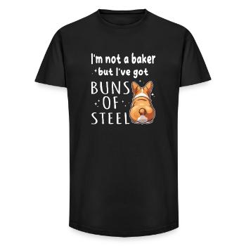 Buns of Steel Corgi Pun - Long Fit Men's T-Shirt - black - Front - AI Model Male 185 light (185cm)