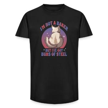 Buns of Steel Cat - Long Fit Men's T-Shirt - black - Front - AI Model Male 185 light (185cm)