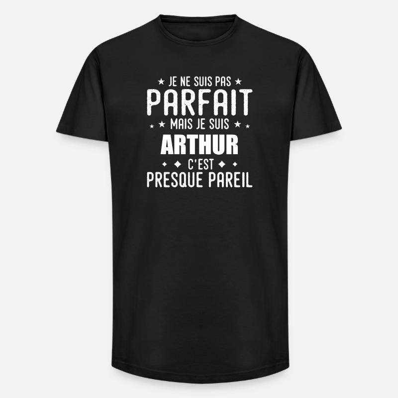 Arthur: authentisch, unvollkommen, oben, Perfektion - Long Fit Männer T-Shirt - Schwarz
