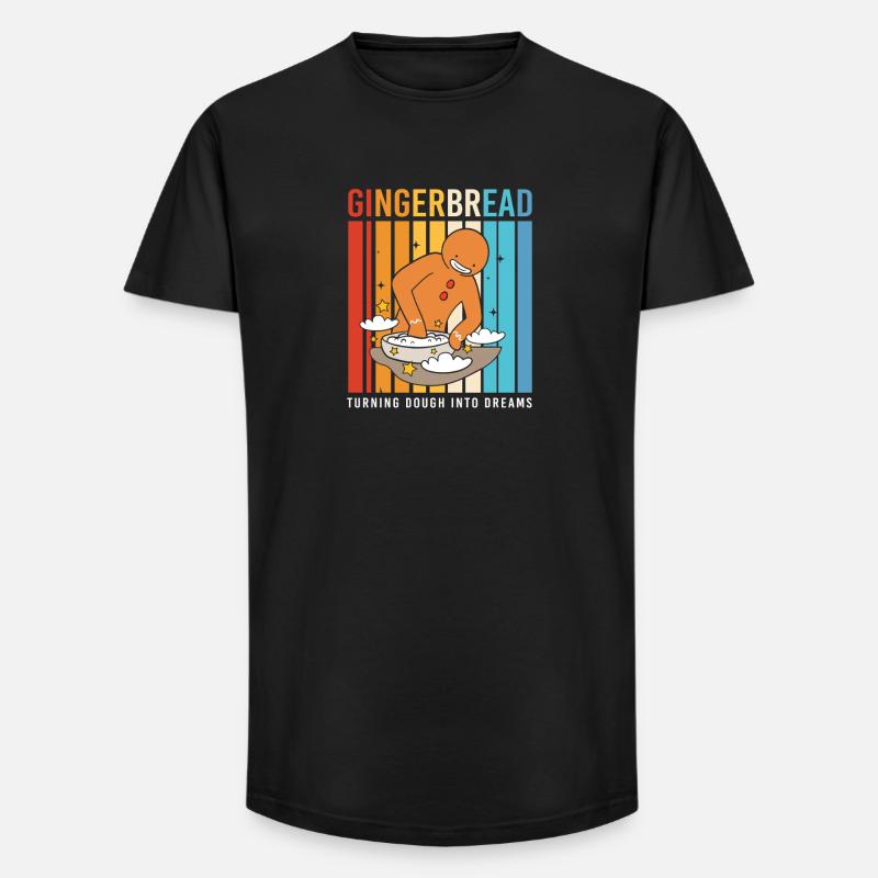 Lebkuchen Weihnachten Lebkuchenmann Gingerbread - Long Fit Männer T-Shirt - Schwarz
