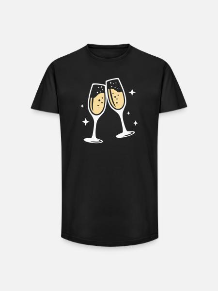 Sektglas Prosecco Sekt Alkohol Prost - Long Fit Men's T-Shirt - black