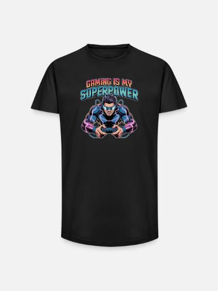 Gaming is my Superpower - Long Fit Men's T-Shirt - black